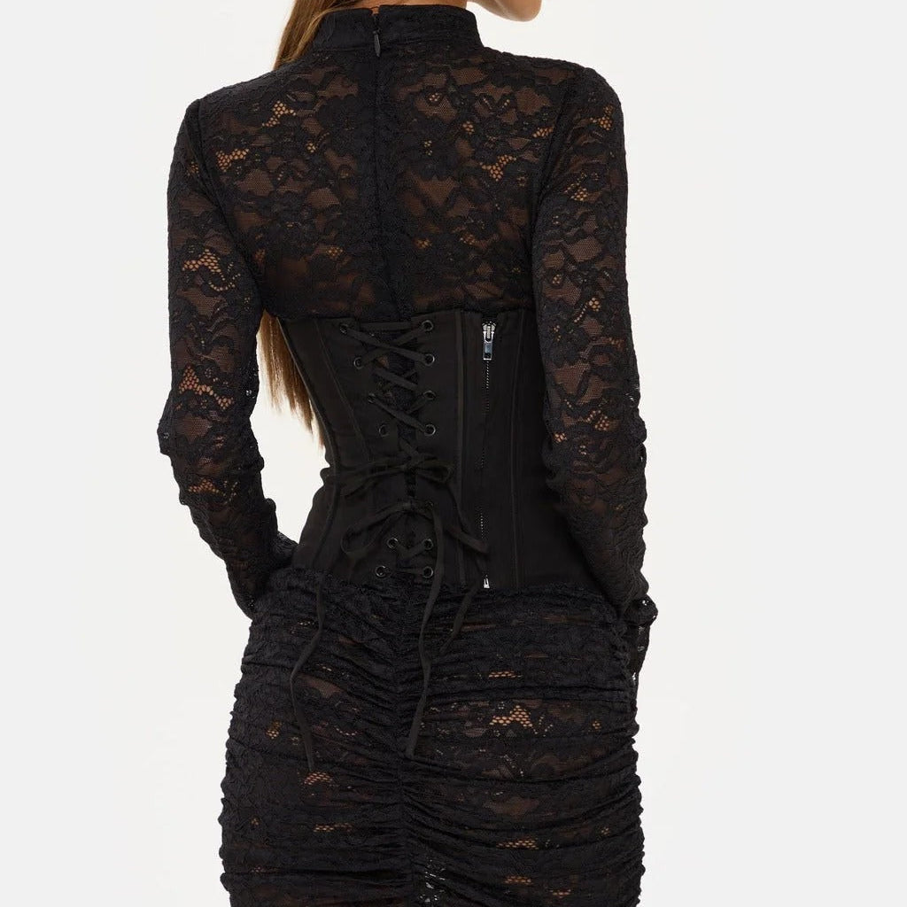Black lace mini dress