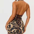 Leopard print halter mini dress