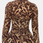 Leopard print mesh mini dress